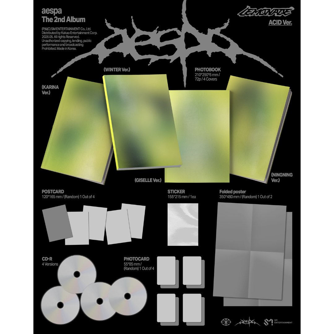 (PRE-ORDER) AESPA - 2ND ALBUM [LEMONADE] (ACID VER.) (4 VERSIONS) RANDOM - LightUpK