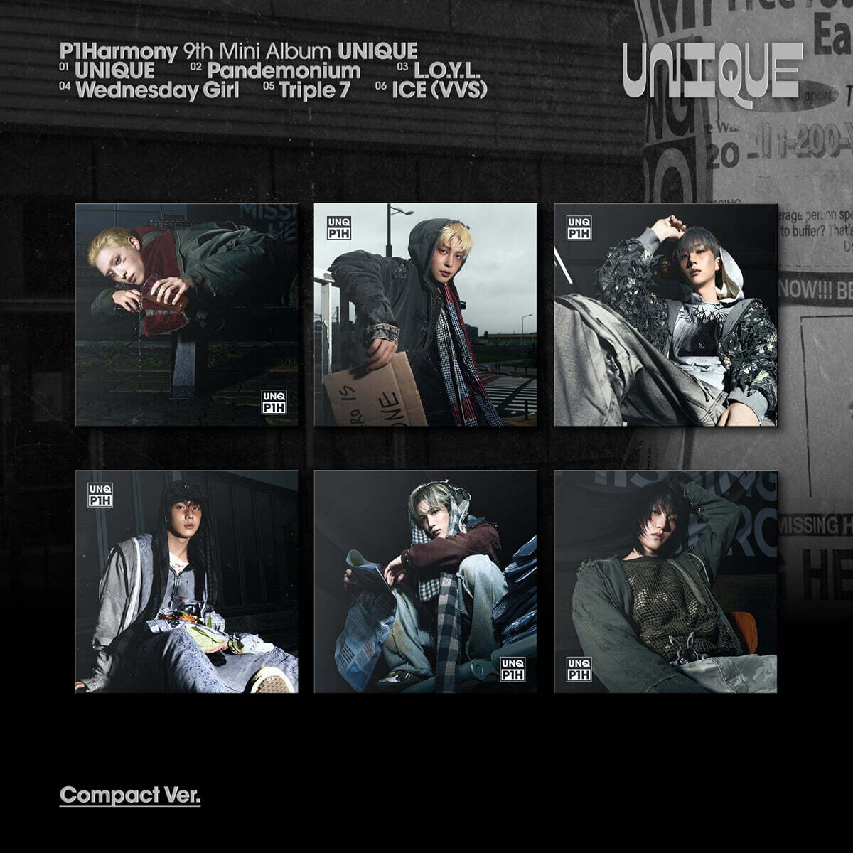 (PRE-ORDER) P1HARMONY - 9TH MINI ALBUM [UNIQUE] (COMPACT VER.) (6 VERSIONS) RANDOM - LightUpK