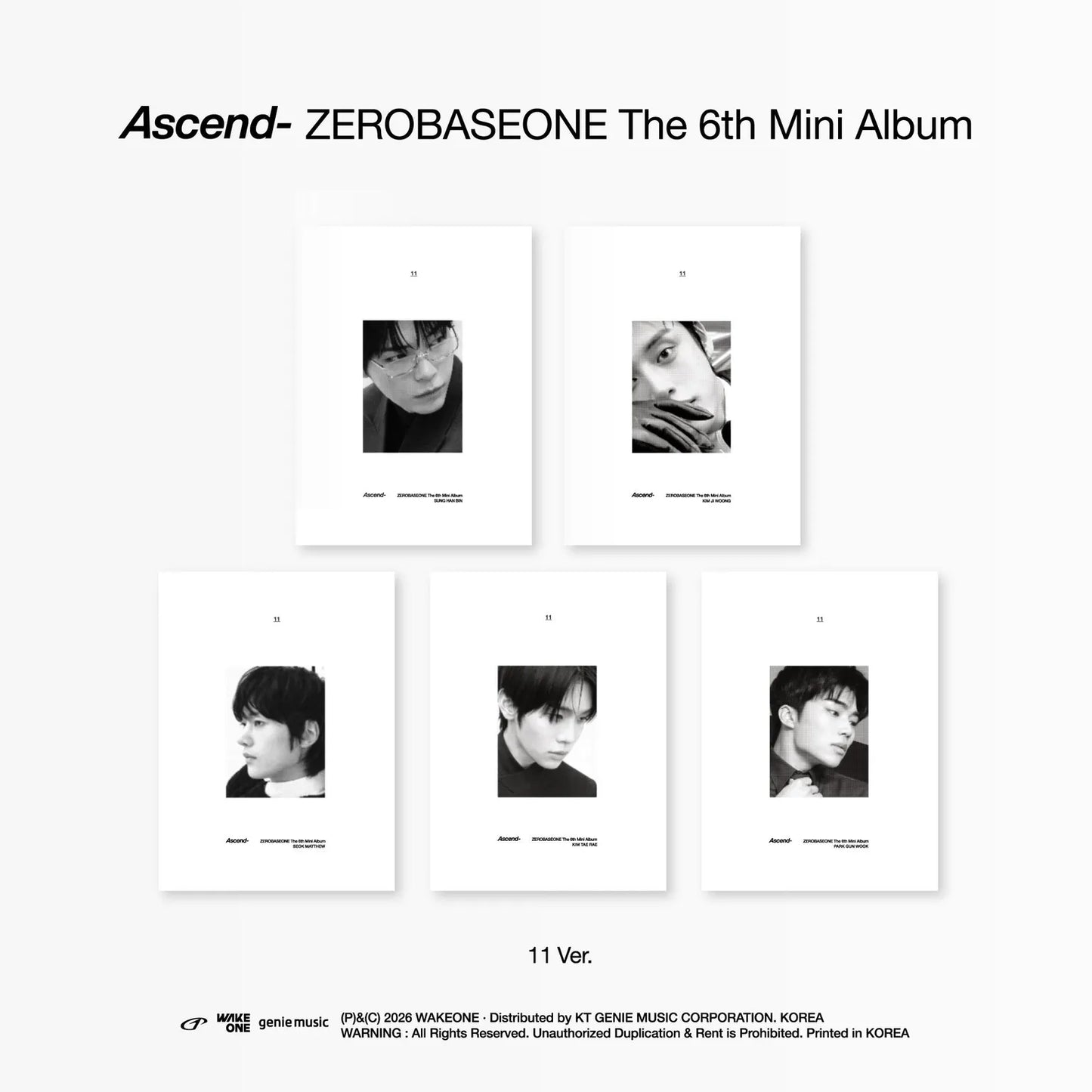 (PRE-ORDER) ZEROBASEONE - THE 6TH MINI ALBUM [ASCEND-] 11 VER. (5 VERSIONS) RANDOM - LightUpK