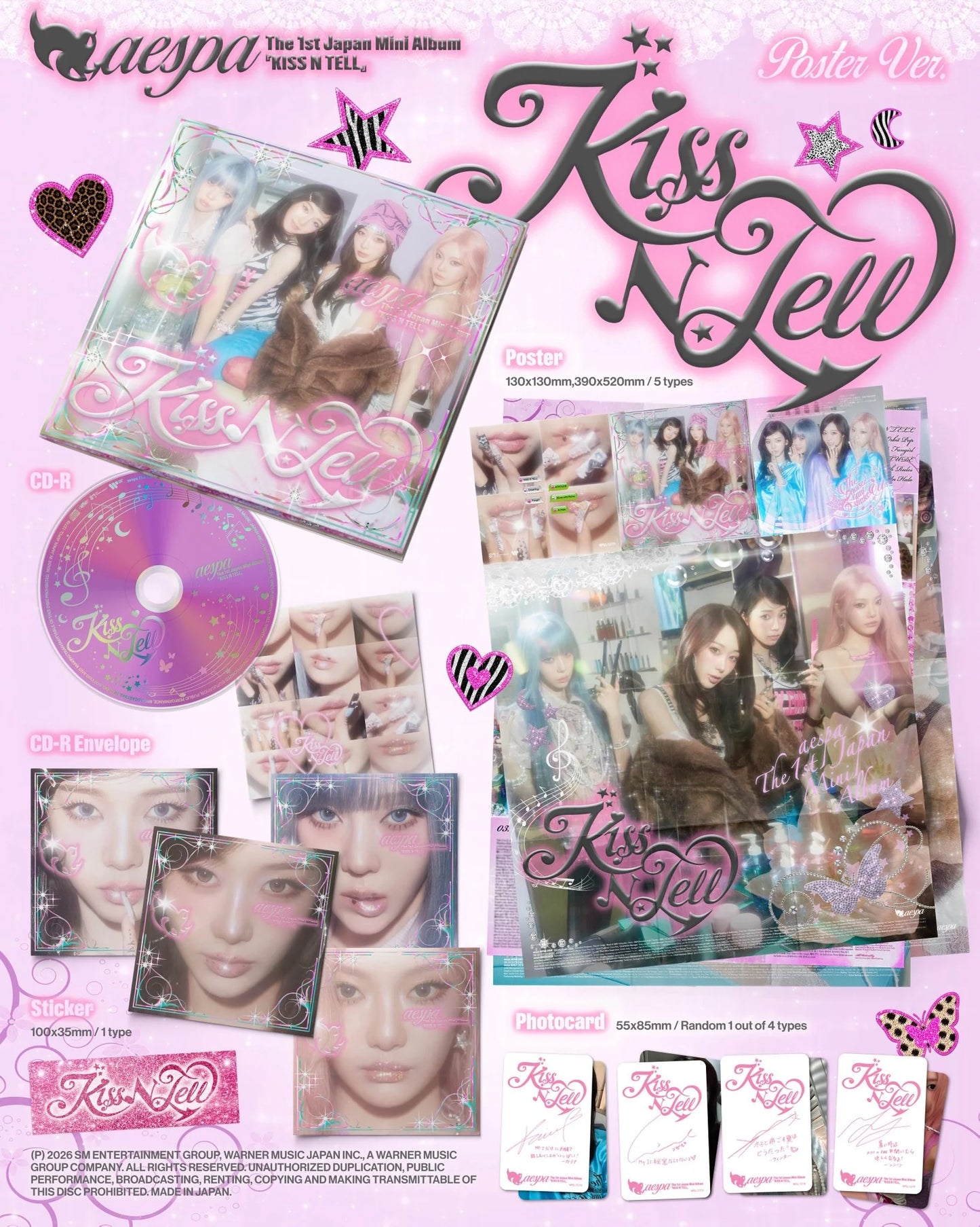 (PRE-ORDER) AESPA - KISS N TELL (POSTER VER.) (5 VERSIONS) RANDOM