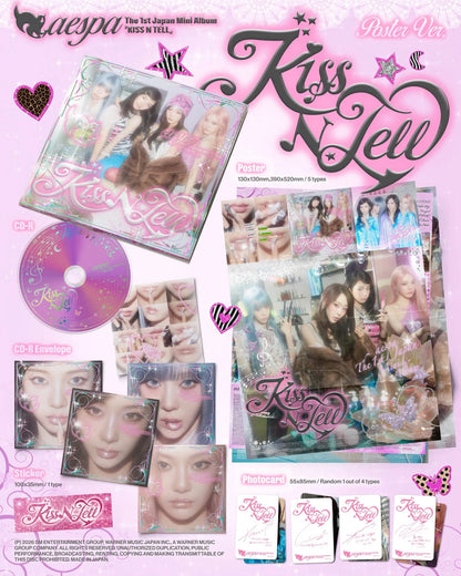 (PRE-ORDER) AESPA - KISS N TELL (POSTER VER.) (5 VERSIONS) RANDOM