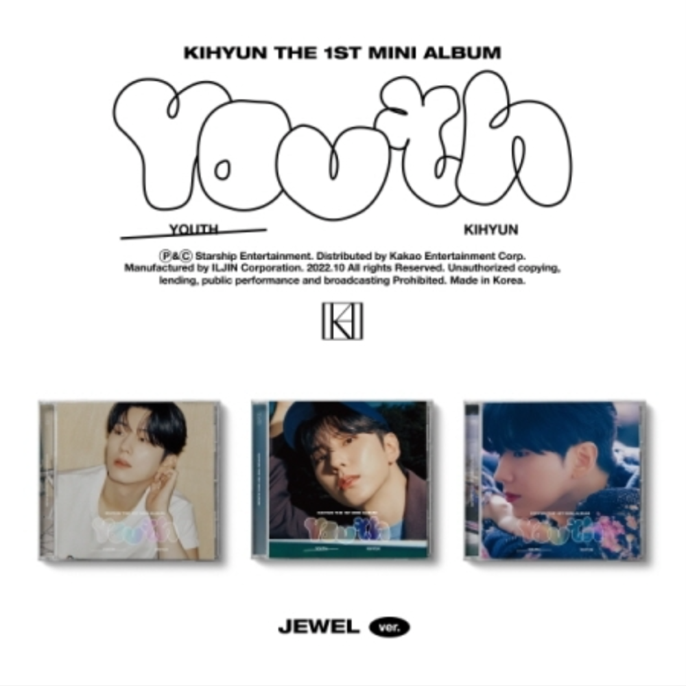 KIHYUN - 1ST MINI ALBUM 'YOUTH' JEWEL CASE VER. (3 VERSIONS)