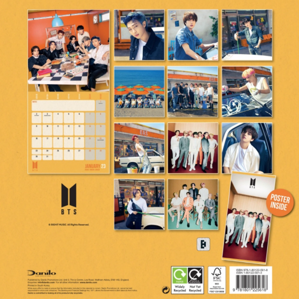 BTS OFFICIAL, 2023 12 X 24 Inch 18 Months Monthly Square Wall Calendar, Foil Stamped Cover, July 2022 - December 2023, Browntrout