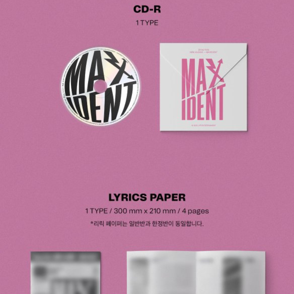 STRAY KIDS - Mini Album [MAXIDENT] (Go Ver.) Photobook + CD-R + Lyrics  Paper + Photocards + Mini Poster + Face Sticker + Mini Folded Poster +  4-Cut