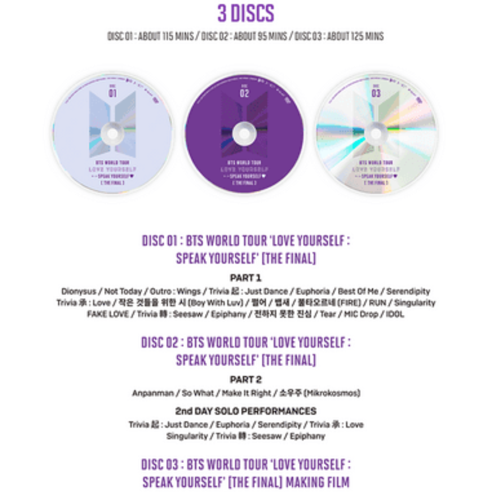 BTS - WORLD TOUR ‘LOVE YOURSELF : SPEAK YOURSELF’ [THE FINAL] DVD